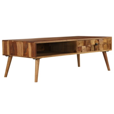 Mesa de centro madera maciza acacia acabado miel 110x50x37 cm