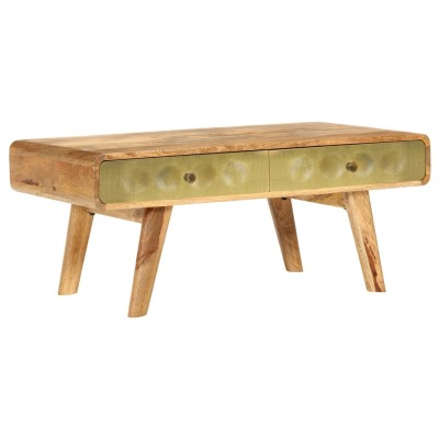 Mesa de centro de madera maciza de mango 90x50x40 cm
