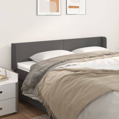 Cabecero de cuero sintético gris 183x16x78/88 cm