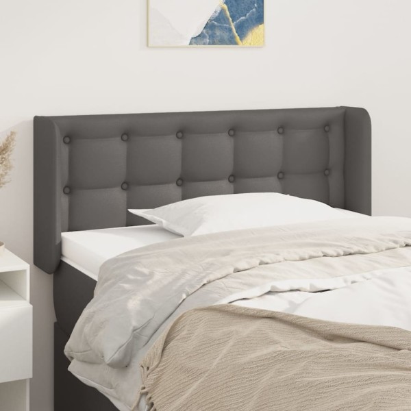Cabecero de cuero sintético gris 93x16x78/88 cm