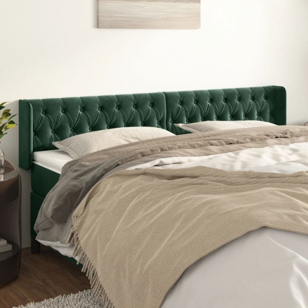 Cabecero de terciopelo verde oscuro 203x16x78/88 cm