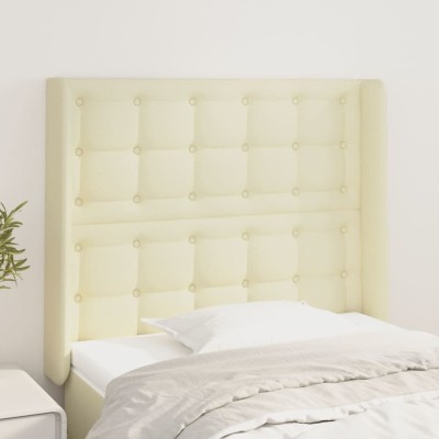 Cabecero con orejas cuero sintético crema 83x16x118/128cm