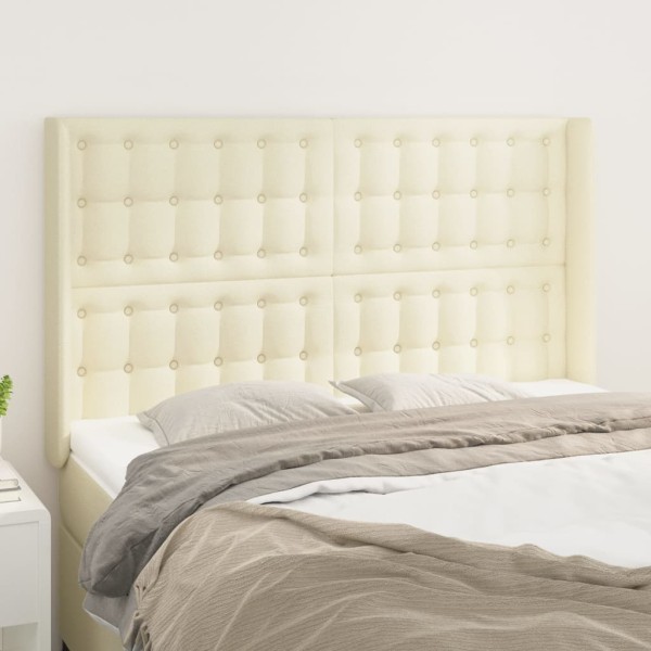 Cabecero con orejas cuero sintético crema 147x16x118/128cm