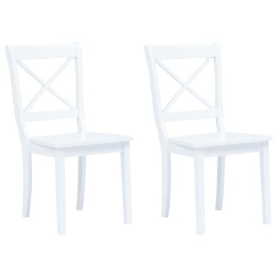 Sillas de comedor 2 unidades madera maciza de caucho blanco
