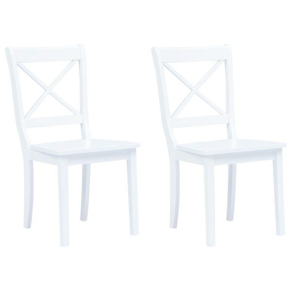 Sillas de comedor 2 unidades madera maciza de caucho blanco