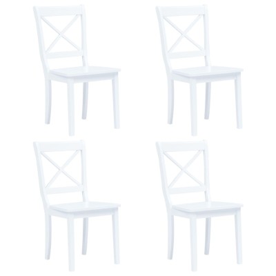 Sillas de comedor 4 unidades madera maciza de caucho blanco