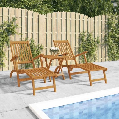 Sillas de jardín con reposapiés 2 uds madera maciza de acacia