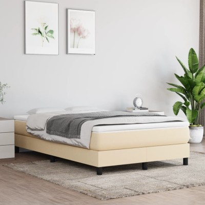 Estructura de cama sin colchón tela crema 120x200 cm