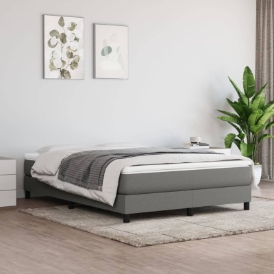 Estructura de cama sin colchón tela gris oscuro 140x200 cm