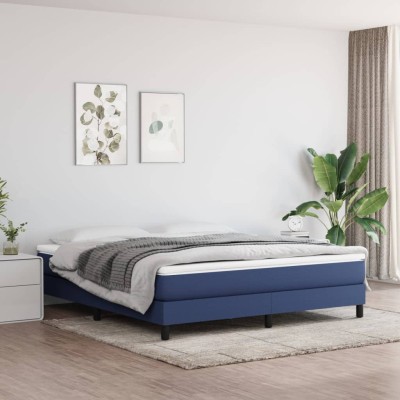 Cama sin colchón tela azul 160x200 cm