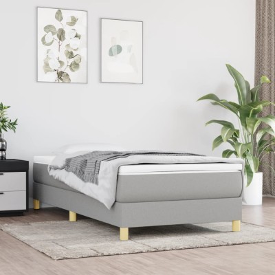 Estructura de cama sin colchón tela gris claro 80x200 cm