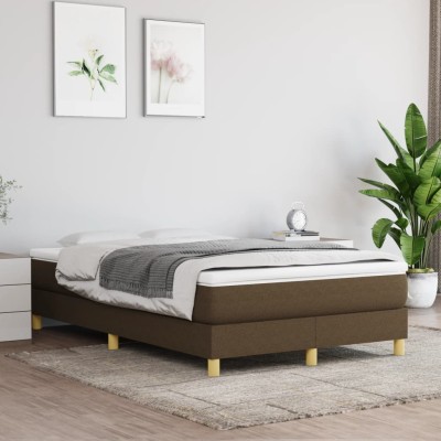 Estructura de cama sin colchón tela marrón oscuro 120x200 cm