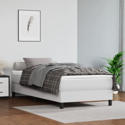 Estructura de cama sin colchón cuero sintético blanco 90x200 cm