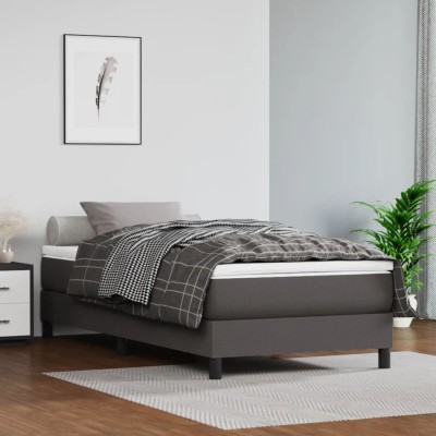 Estructura de cama sin colchón cuero sintético gris 100x200 cm