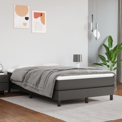 Estructura de cama sin colchón cuero sintético gris 120x200 cm