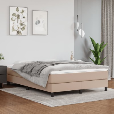 Estructura cama sin colchón cuero sintético capuchino 140x200cm