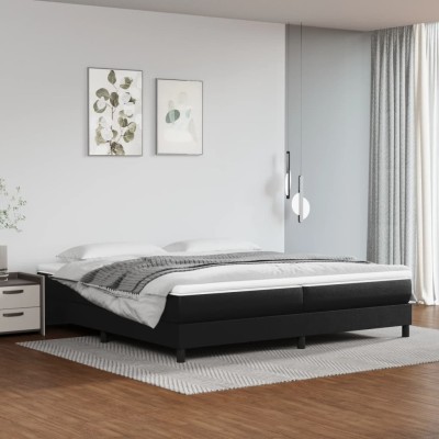 Estructura de cama sin colchón cuero sintético negro 200x200 cm