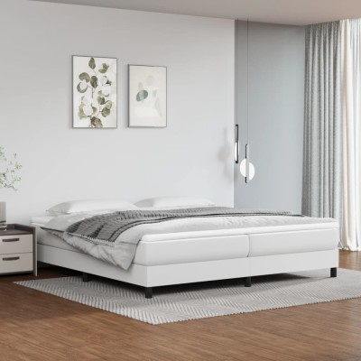 Estructura de cama sin colchón cuero sintético blanco 200x200cm