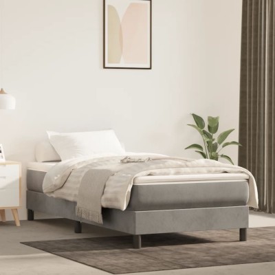 Estructura de cama sin colchón terciopelo gris claro 90x190 cm