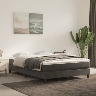 Estructura de cama sin colchón terciopelo gris oscuro 140x200cm