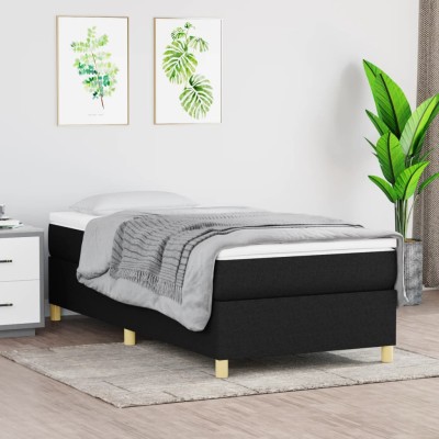 Estructura de cama sin colchón tela negro 100x200 cm