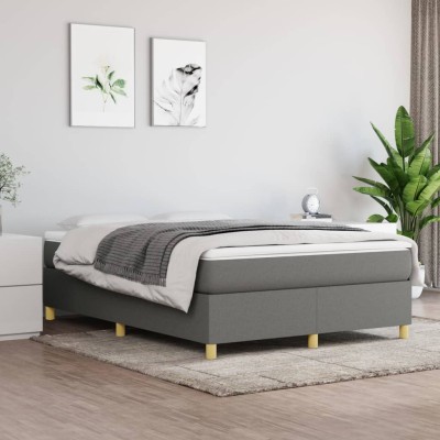 Estructura de cama sin colchón tela gris oscuro 140x200 cm