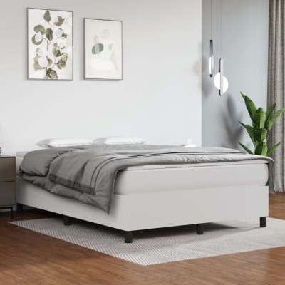 Estructura de cama sin colchón cuero sintético blanco 140x190cm
