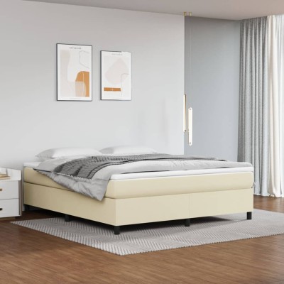 Estructura de cama sin colchón cuero sintético crema 180x200 cm