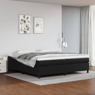 Estructura de cama sin colchón cuero sintético negro 200x200 cm