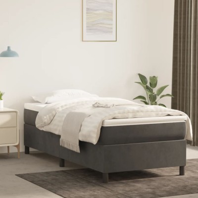 Estructura de cama sin colchón terciopelo gris oscuro 80x200 cm