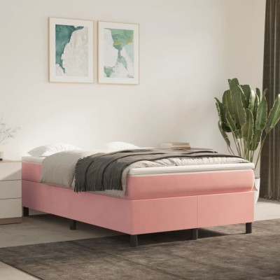 Estructura de cama sin colchón terciopelo rosa 120x200 cm