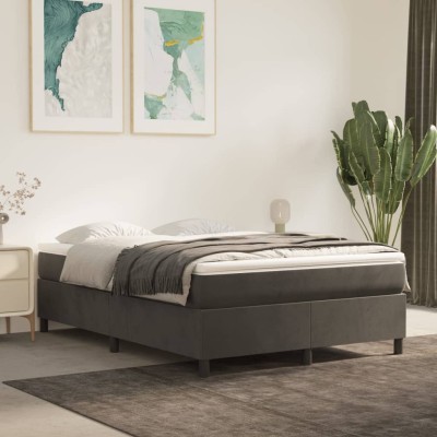 Estructura de cama sin colchón terciopelo gris oscuro 140x190cm