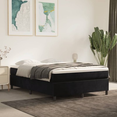 Estructura de cama sin colchón terciopelo negro 140x190 cm