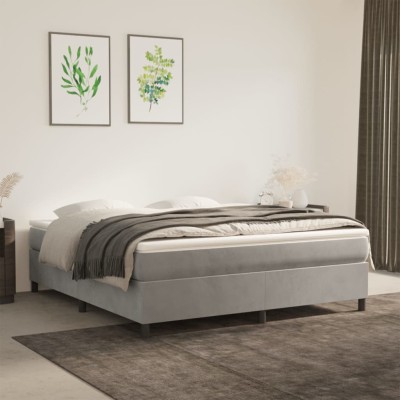 Estructura de cama sin colchón terciopelo gris claro 160x200 cm