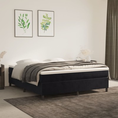 Estructura de cama sin colchón terciopelo negro 160x200 cm
