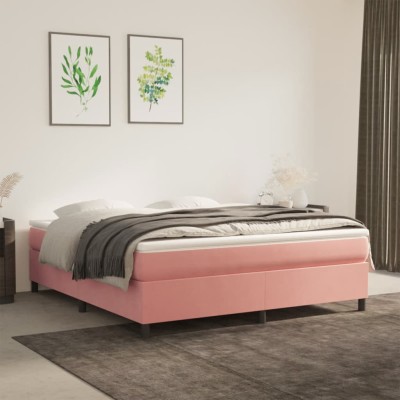 Estructura de cama sin colchón terciopelo rosa 180x200 cm