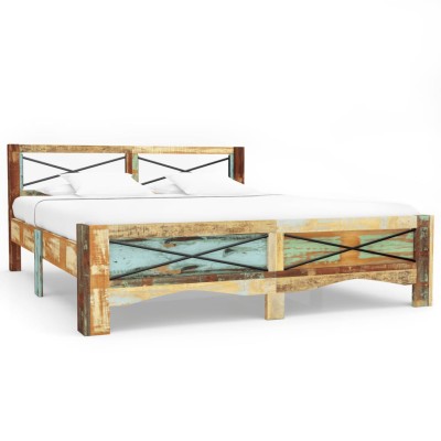 Estructura de cama de madera maciza reciclada 140x200 cm