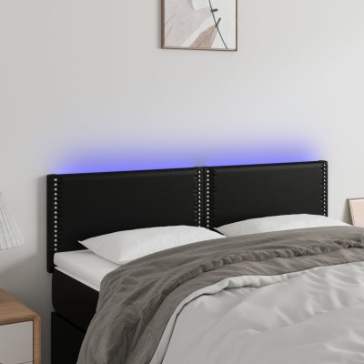 Cabecero con luces LED cuero sintético negro 144x5x78/88 cm