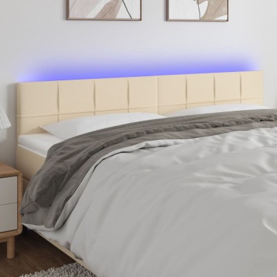 Cabecero con LED de tela color crema 200x5x78/88 cm