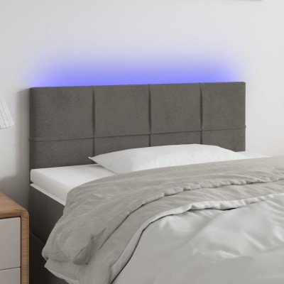 Cabecero con LED de terciopelo gris oscuro 100x5x78/88 cm