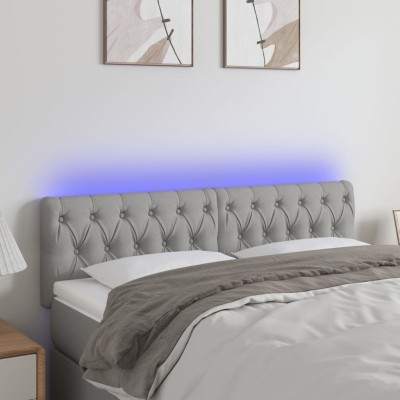 Cabecero con LED de tela gris claro 160x7x78/88 cm