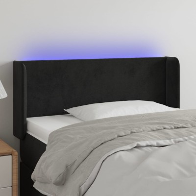 Cabecero con LED de terciopelo negro 83x16x78/88 cm