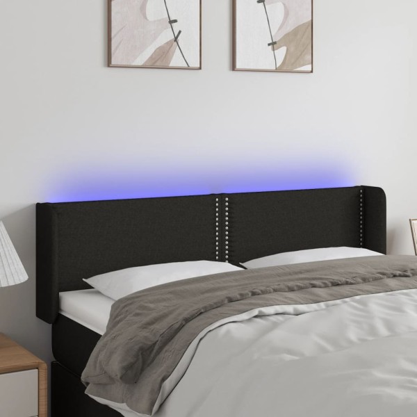 Cabecero con LED de tela negro 147x16x78/88 cm