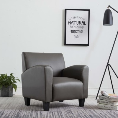 Sillón de cuero sintético gris