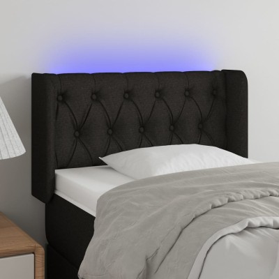 Cabecero con LED de tela negro 83x16x78/88 cm