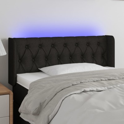 Cabecero con LED de tela negro 103x16x78/88 cm
