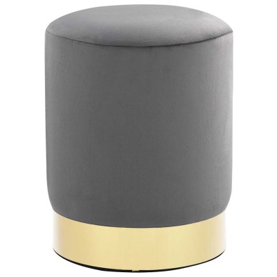 Taburete de terciopelo 28 x 36 cm gris oscuro y dorado