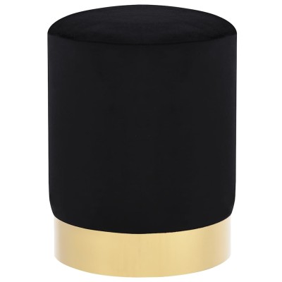 Taburete de terciopelo 28 x 36 cm negro y dorado