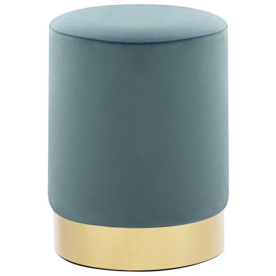 Taburete de terciopelo 28 x 36 cm azul claro y dorado