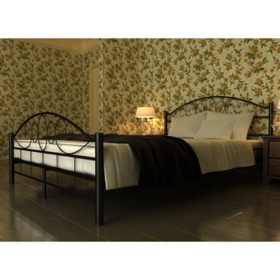 Cama de metal negro con colchón 180x200 cm